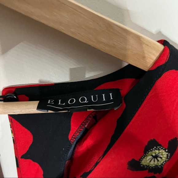 NWT ELOQUII WIDE LEG FLORAL RED JUMPSUIT SIZE 14 - Picture 9 of 12